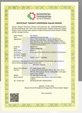 Dokumentasi sertifikat TKDN Trasakti 3