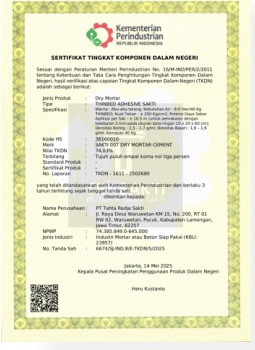 Dokumentasi sertifikat TKDN Trasakti 7