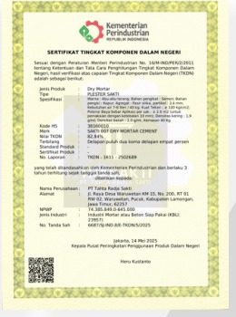 Dokumentasi sertifikat TKDN Trasakti 8
